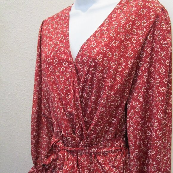 BTFBM WOMEN'S LONG SLEEVE WRAP MAXI DRESS W/BELT SZ LG NWOT - Picture 6 of 9